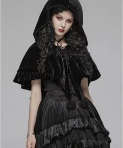 Punk Rave Black Fairy Hooded Bolero Cape 23 Punk Rave Black Fairy Hooded Bolero Cape