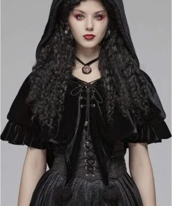 Punk Rave Black Fairy Hooded Bolero Cape 22 Punk Rave Black Fairy Hooded Bolero Cape