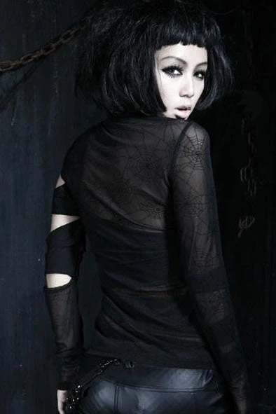 Punk Rave Blackwidow Top T-288 Ladies Gothic Clothing 9 Punk Rave Blackwidow Top T-288 Ladies Gothic Clothing
