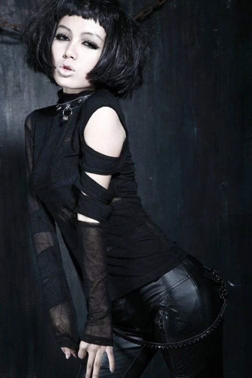 Punk Rave Blackwidow Top T-288 Ladies Gothic Clothing 3 Punk Rave Blackwidow Top T-288 Ladies Gothic Clothing