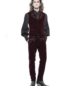 Mens Gothic Clothing Punk Rave Hamlet Red Trousers