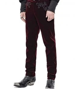 Mens Gothic Clothing Punk Rave Hamlet Red Trousers