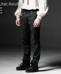 Mens Gothic Clothing Punk Rave Crescent Trousers K-193 Black