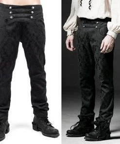 Mens Gothic Clothing Punk Rave Crescent Trousers K-193 Black