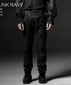 Mens Gothic Clothing Punk Rave Crescent Trousers K-193 Black