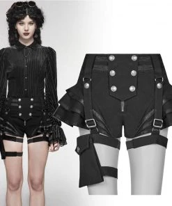 Ladies Gothic Clothing Punk Rave Maeve Shorts Black