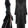 Ladies Gothic Clothing Punk Rave Romantic Goth Long Side Slits Maxi Dress Q-349