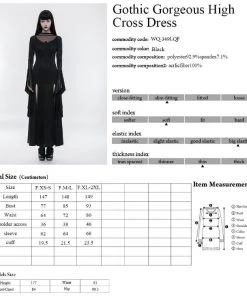 Ladies Gothic Clothing Punk Rave Romantic Goth Long Side Slits Maxi Dress Q-349