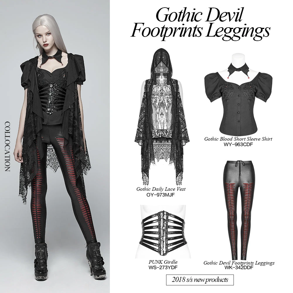 All Ladies Clothing Punk Rave She Devil Leggings Red WK-342 5 All Ladies Clothing Punk Rave She Devil Leggings Red WK-342