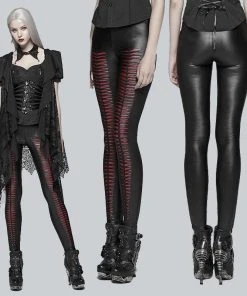 All Ladies Clothing Punk Rave She Devil Leggings Red WK-342