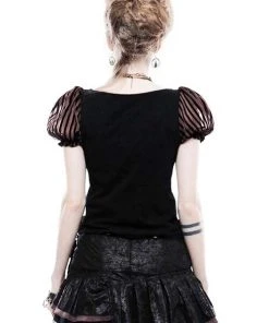 Punk Rave Stripy Steampunk Romantic Puffy Sleeves Top Ladies Gothic Clothing