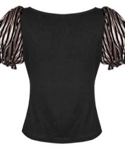 Punk Rave Stripy Steampunk Romantic Puffy Sleeves Top Ladies Gothic Clothing