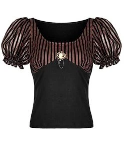 Punk Rave Stripy Steampunk Romantic Puffy Sleeves Top Ladies Gothic Clothing
