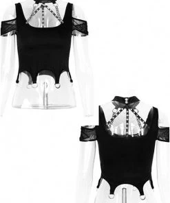 Ladies Gothic Clothing Punk Rave The Rover Top Black T-386