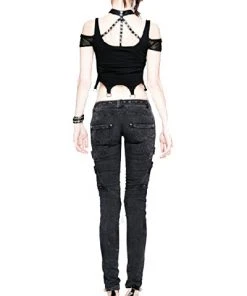 Ladies Gothic Clothing Punk Rave The Rover Top Black T-386