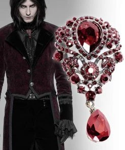 Punk Rave Vampyria Brooch Red Steampunk Jewellery