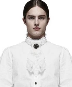 Mens Gothic Clothing Punk Rave Gothic Romeo Jabot White