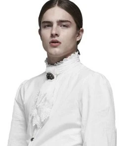 Mens Gothic Clothing Punk Rave Gothic Romeo Jabot White