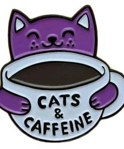 Punky Pins Cats And Caffeine Enamel Pin Pins, Badges And Patches