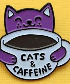 Punky Pins Cats And Caffeine Enamel Pin Pins, Badges And Patches