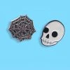 Pins, Badges And Patches Punky Pins Glitter Spiderweb And Skull Spooky Duo Pin Set