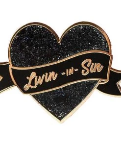 Punky Pins Livin In Sin Glitter Heart Enamel Pin