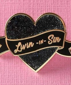 Punky Pins Livin In Sin Glitter Heart Enamel Pin