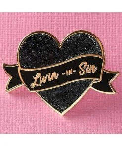 Punky Pins Livin In Sin Glitter Heart Enamel Pin