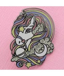 Punky Pins Rainbow Unicorn Enamel Pin With Glitter Pins, Badges And Patches