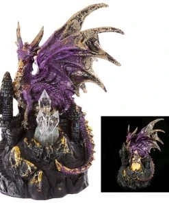 Puckator All Homeware Purple Dark Legends Dragon On Castle With LED Crystal