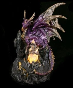 Puckator All Homeware Purple Dark Legends Dragon On Castle With LED Crystal