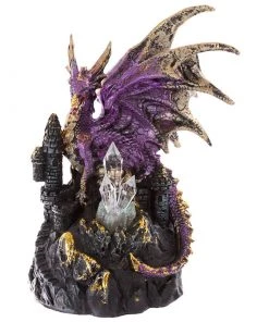 Puckator All Homeware Purple Dark Legends Dragon On Castle With LED Crystal