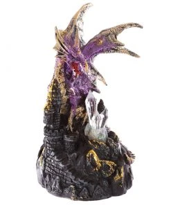 Puckator All Homeware Purple Dark Legends Dragon On Castle With LED Crystal