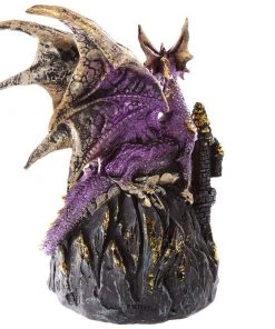 Puckator All Homeware Purple Dark Legends Dragon On Castle With LED Crystal