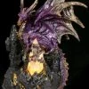 Puckator All Homeware Purple Dark Legends Dragon On Castle With LED Crystal