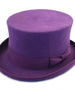 Euro Accessories Steampunk Hats Purple Wool Felt Steampunk Top Hat