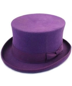 Euro Accessories Steampunk Hats Purple Wool Felt Steampunk Top Hat