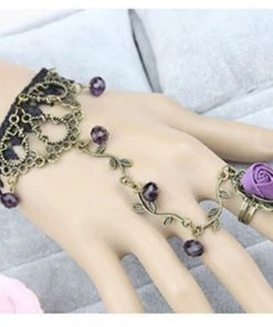 Lace Jewellery Gothic Jewellery Black Lace Purple Rose Slave Bracelet