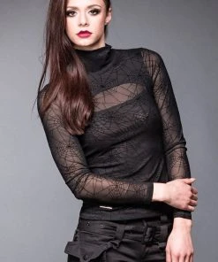 Queen Of Darkness Spider Web Top (XS) Ladies Gothic Clothing