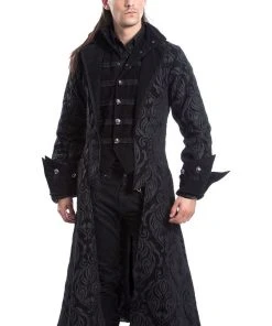 Innocent Clothing Poizen Black Brocade Quentin Coat