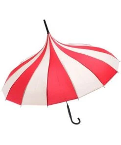 Soake Red And Cream Pagoda Umbrella / Parasol