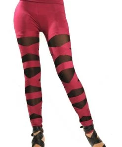 Gothic Accessories All Ladies Clothing Red Bandage Mesh Leggings