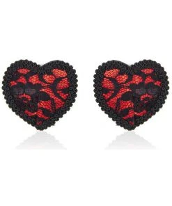 Nipple Pasties Pasties And Harnesses Red Black Lace Heart Pasties