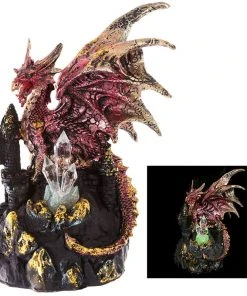 Puckator Red Dark Legends Dragon On Castle With LED Crystal