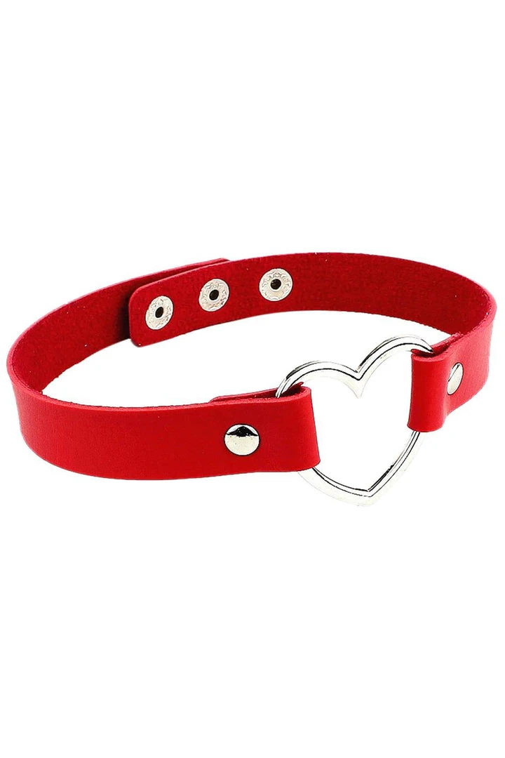 Gothic Collars Red Gothic Heart Choker 3 Gothic Collars Red Gothic Heart Choker