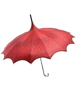 Soake Red Patterned Pagoda Umbrella / Parasol