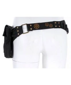 All Steampunk Accessories RQBL Black Steampunk Belt Bag