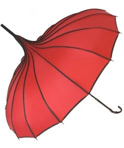 Soake Red Ribbed Pagoda Umbrella / Parasol All Steampunk Accessories