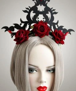 Gothic Hair Accessories Gothic Accessories Red Rose And Flourish Gothic Headpiece