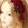 Gothic Hair Accessories Red Rose And Lace Tassle Headband